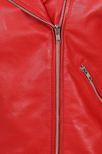 Women's Biker Style Cross Zip Leather Jacket
