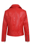 Women's Biker Style Cross Zip Leather Jacket