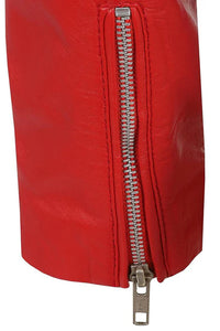 Women's Biker Style Cross Zip Leather Jacket