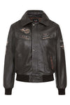 Men's Pilot Leather Jacket with Detachable Fur Collar