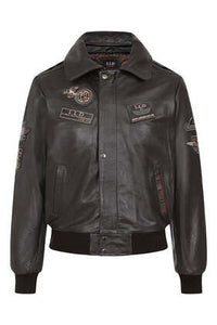 Men's Pilot Leather Jacket with Detachable Fur Collar