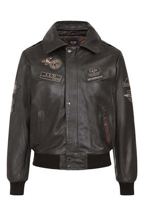 Men's Pilot Leather Jacket with Detachable Fur Collar
