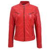 Women's Mandarin Collar Leather Biker Jacket