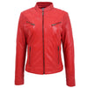 Women's Mandarin Collar Leather Biker Jacket