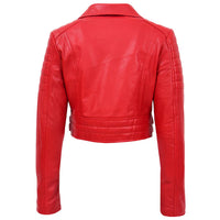 Women's Cropped Biker Style Leather Jacket