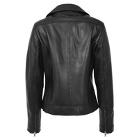 Women's Cross Zip Leather Biker Jacket