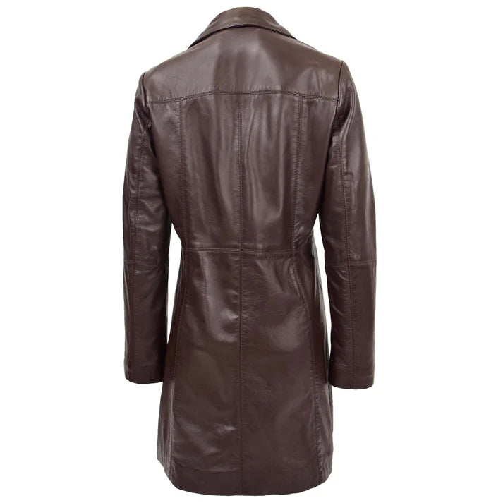 Women's 3/4 Length Classic Leather Coat