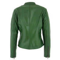 Women's Mandarin Collar Leather Biker Jacket