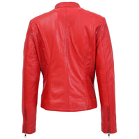 Women's Mandarin Collar Leather Biker Jacket