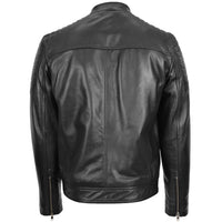 Men's Quilted Leather Biker Style Zip Jacket