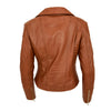 Women's Cross Zip Quilted Biker Style Leather Jacket