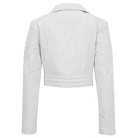 Women's Cropped Biker Style Leather Jacket