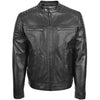 Men's Quilted Leather Biker Style Zip Jacket