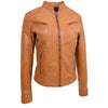 Women's Mandarin Collar Leather Biker Jacket