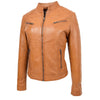 Women's Mandarin Collar Leather Biker Jacket