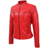Women's Mandarin Collar Leather Biker Jacket