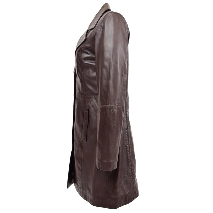 Women's 3/4 Length Classic Leather Coat
