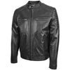 Men's Quilted Leather Biker Style Zip Jacket
