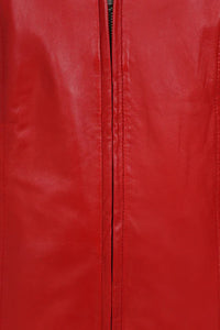Women's Classic Zip Up V-Neck Leather Jacket