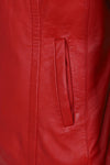 Women's Classic Zip Up V-Neck Leather Jacket