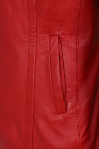 Women's Classic Zip Up V-Neck Leather Jacket