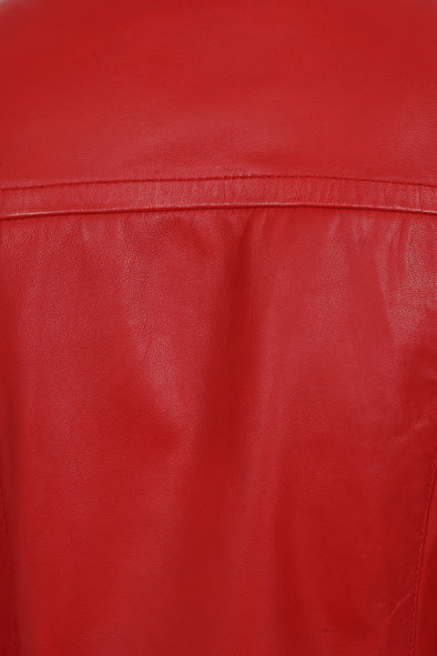 Women's Classic Zip Up V-Neck Leather Jacket