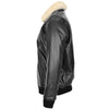 Men's Leather Bomber Jacket with Fur Collar