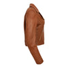 Women's Cross Zip Quilted Biker Style Leather Jacket