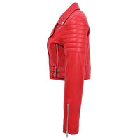Women's Cropped Biker Style Leather Jacket