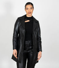 Women's 3/4 Length Classic Leather Coat