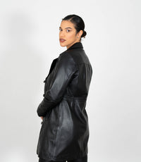 Women's 3/4 Length Classic Leather Coat