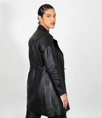 Women's 3/4 Length Classic Leather Coat