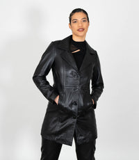 Women's 3/4 Length Classic Leather Coat