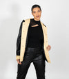 Women's Hooded Duffle Leather Jacket - Black