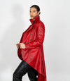Women's Double Breasted Leather Tail Coat - Red
