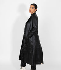 Women's Full Length Classic Leather Coat