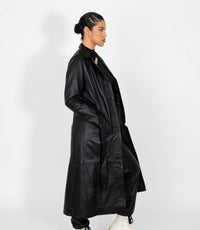 Women's Full Length Classic Leather Coat