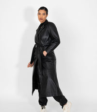 Women's Full Length Classic Leather Coat