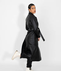 Women's Full Length Classic Leather Coat