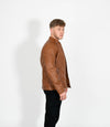 Men's Classic Mandarin Collar Racer Style Leather Jacket - Tan