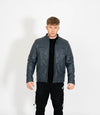 Men's Quilted Leather Biker Style Zip Jacket