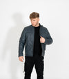 Men's Quilted Leather Biker Style Zip Jacket