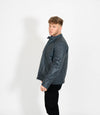 Men's Quilted Leather Biker Style Zip Jacket