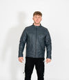 Men's Quilted Leather Biker Style Zip Jacket