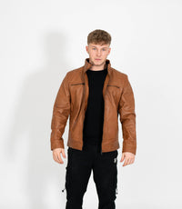 Tony 999 - Men's Mandarin Collar Leather Jacket