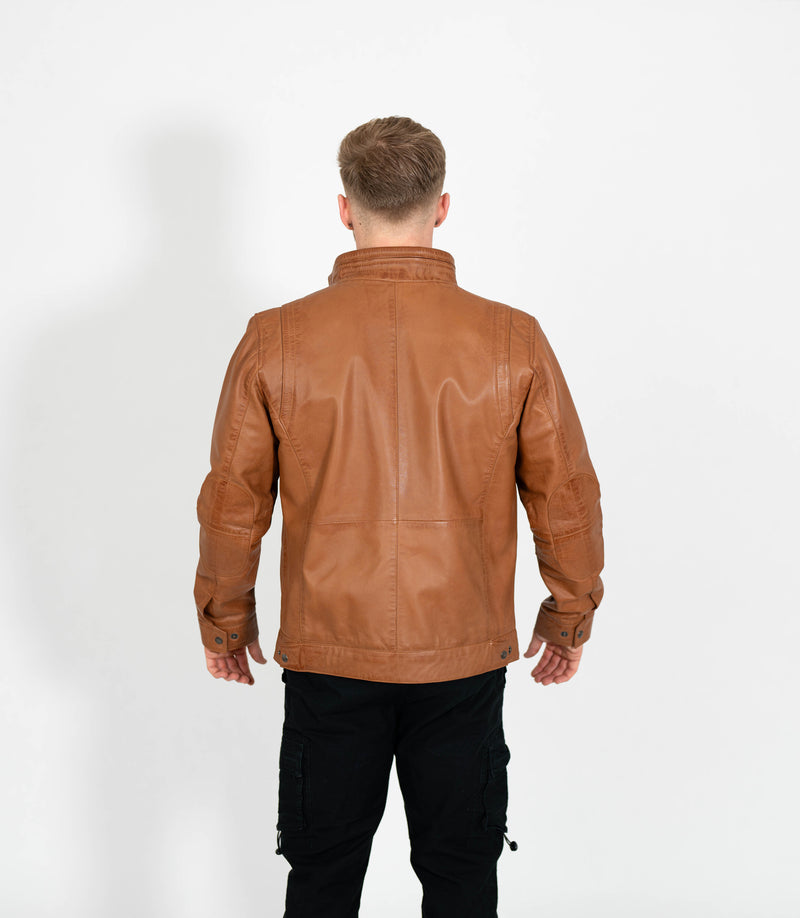 Tony 999 - Men's Mandarin Collar Leather Jacket