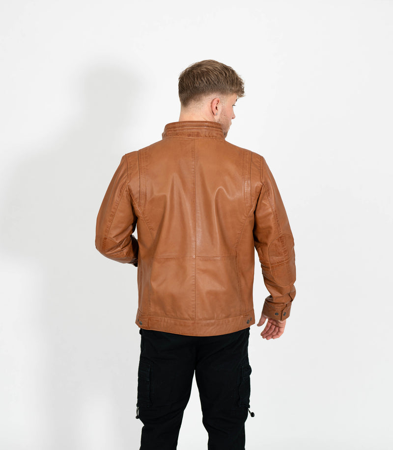Tony 999 - Men's Mandarin Collar Leather Jacket
