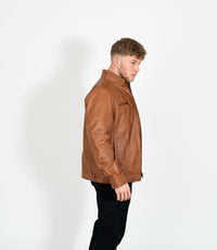Tony 999 - Men's Mandarin Collar Leather Jacket