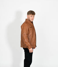 Tony 999 - Men's Mandarin Collar Leather Jacket