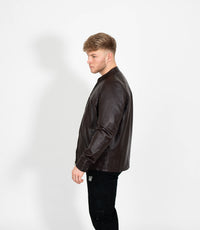 Men's Mandarin Collar Leather Jacket